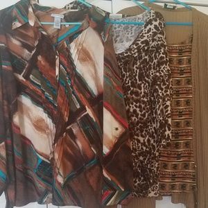 FALL Autumn BUNFLE Shirt 2X 24 24W Lot of 3